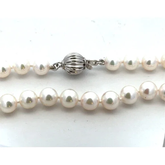 Designer KGH 14K White Gold Hand Knotted Pearl June Anniversary Necklace